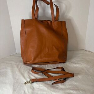 Lucky Brand Bucket Brown Leather Large Unlined Bag Carry All Handbag w/Shoulder
